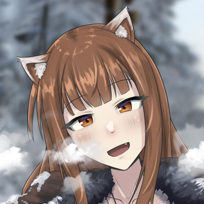 Wolf girl with her mouth open.